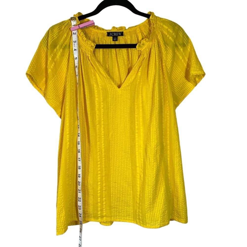 J. Crew Bright Yellow Ruffle V-Neck Blouse - Picture 6 of 11
